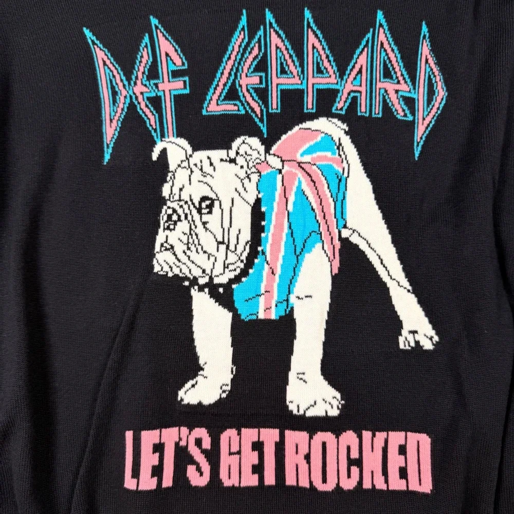 Vinyl Icons Def Leppard Sweater Mens‎ Medium Excellent Lets Get Rocked Bulldog